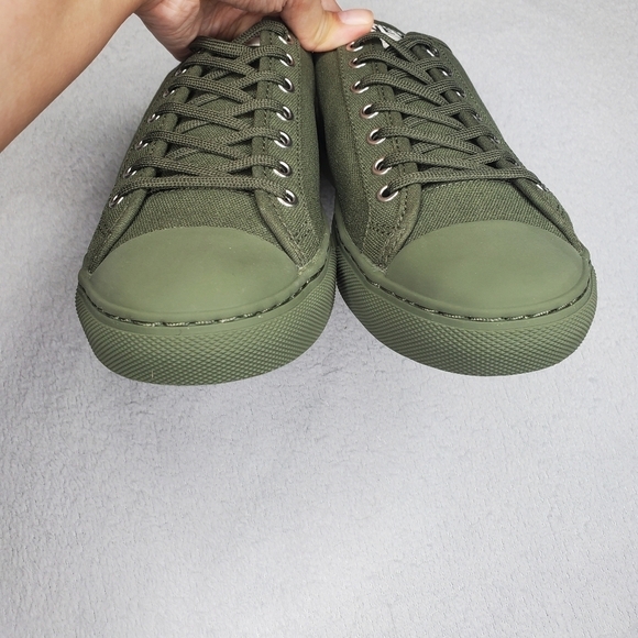 Nothing New Olive Green Canvas Classic Low Top Sneakers - Picture 7 of 14